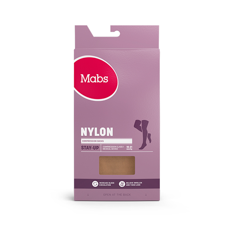 Mabs Stay-Up - Kompresjonsklasse 1 - Elegante nylon stay-up sokker i svart eller naturlig